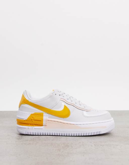 Nike Air Force 1 Shadow trainers in grey and yellow ASOS