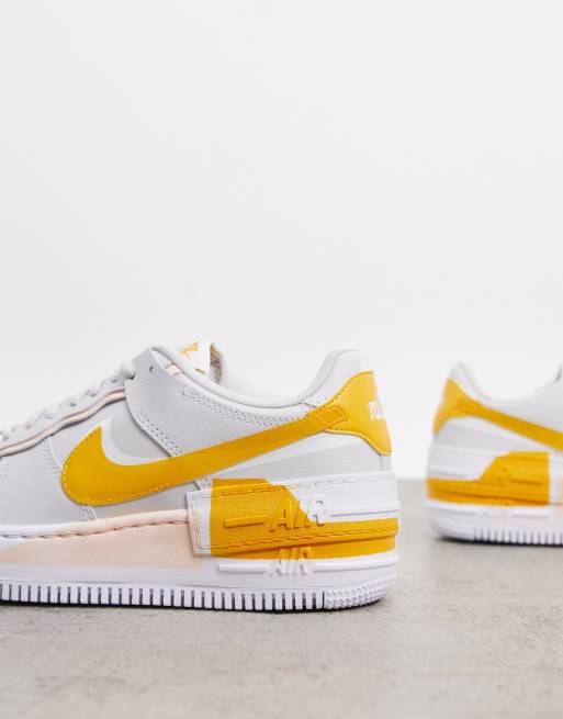 Nike Yellow Air Force 1 Swoosh Tape Trainers, ASOS