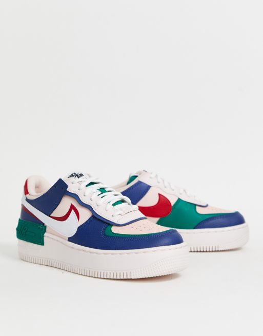 Nike Air Force 1 Shadow Trainers In Navy And Pink Asos