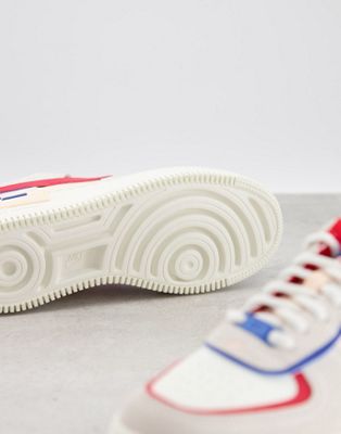 nike air force 1 shadow trainers in white red and blue