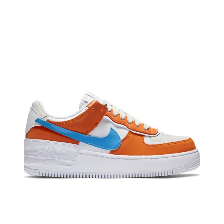 Nike Air Force 1 Shadow trainers in rust and blue