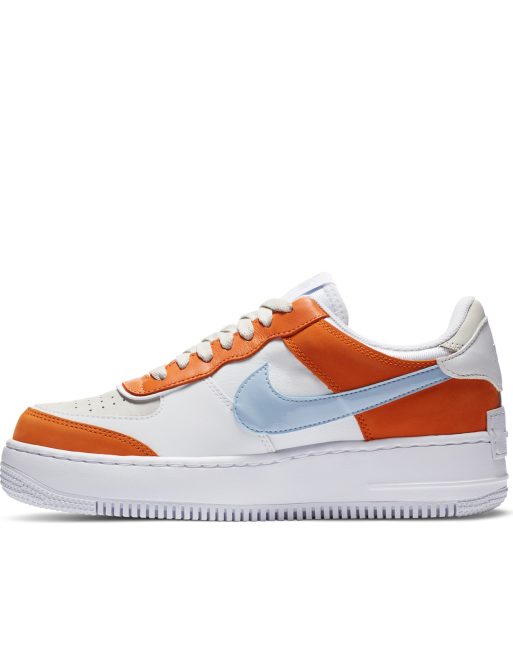 Nike Air Force 1 Shadow trainers in rust and blue ASOS