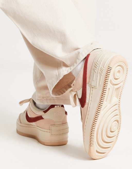 Nike Air Force 1 Shadow trainers in stone and brown