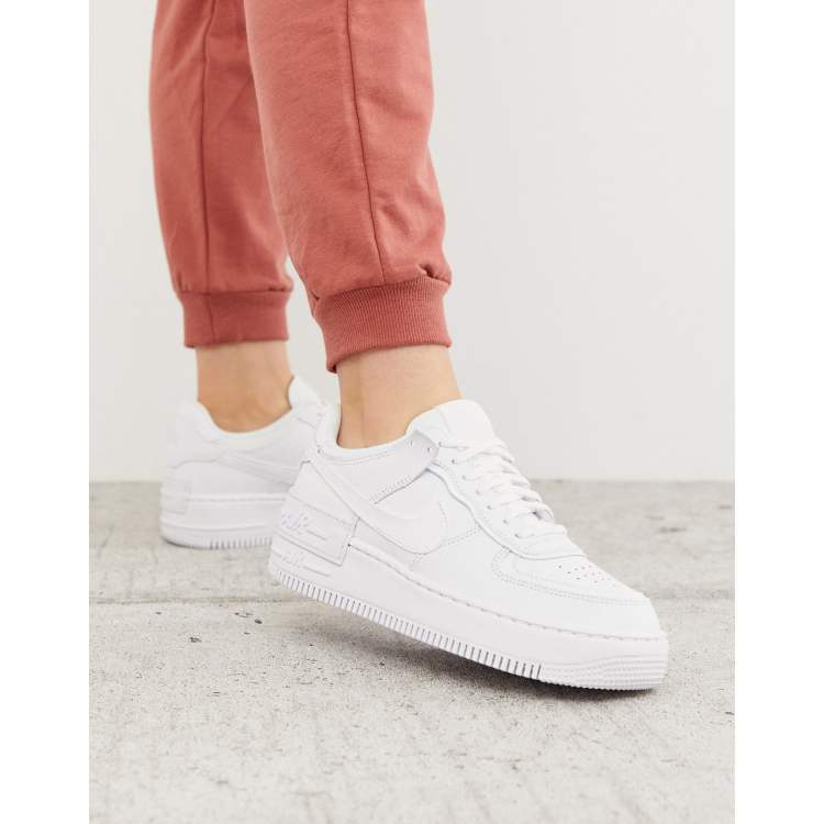 Nike Air Force 1 Shadow trainers in triple white ASOS