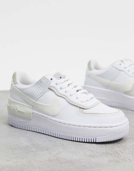 Nike Air Force 1 Shadow trainers in white and cream ASOS