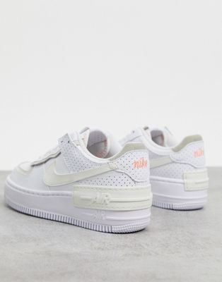 nike air force 1 shadow trainers in white and cream