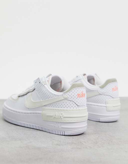 Nike Air Force 1 Shadow trainers in white and cream