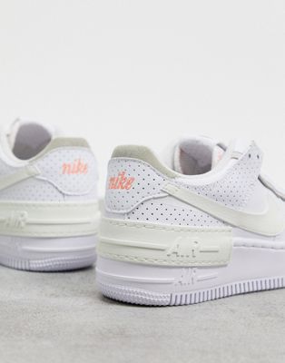 nike air force 1 shadow trainers in white and cream