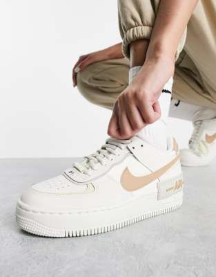 Nike Air Force 1 Shadow trainers in sail white and leopard