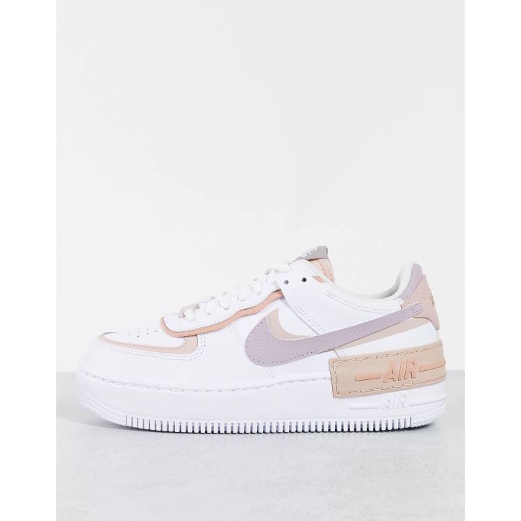 Nike Air Force 1 Shadow trainers in white and oxford pink mix ASOS