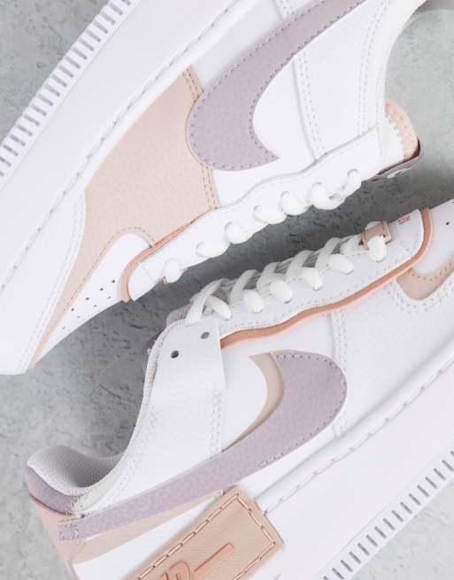 Nike air force 1 shadow white 2025 and pink trainers