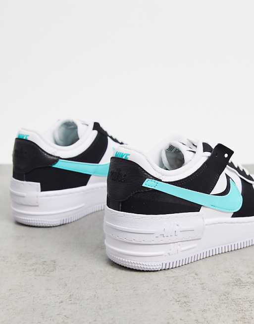 Nike Air Force 1 Shadow trainers in white black and turquoise Nike Air Force 1 Shadow trainers in white black and turquoise