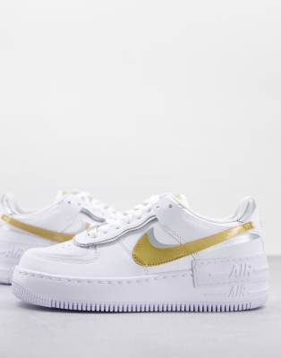 nike air force shadow white gold