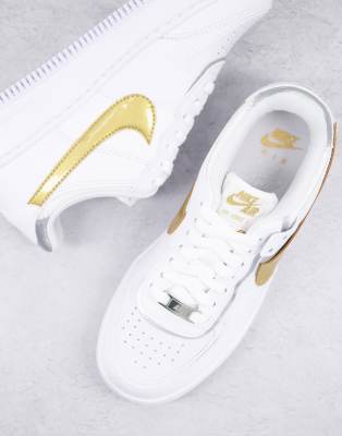 womens air force 1 white and gold