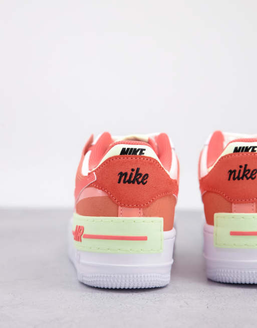 Nike air force 1 shadow white and orange trainers best sale