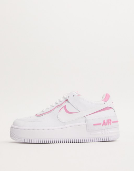 Nike air force one white hot sale and pink