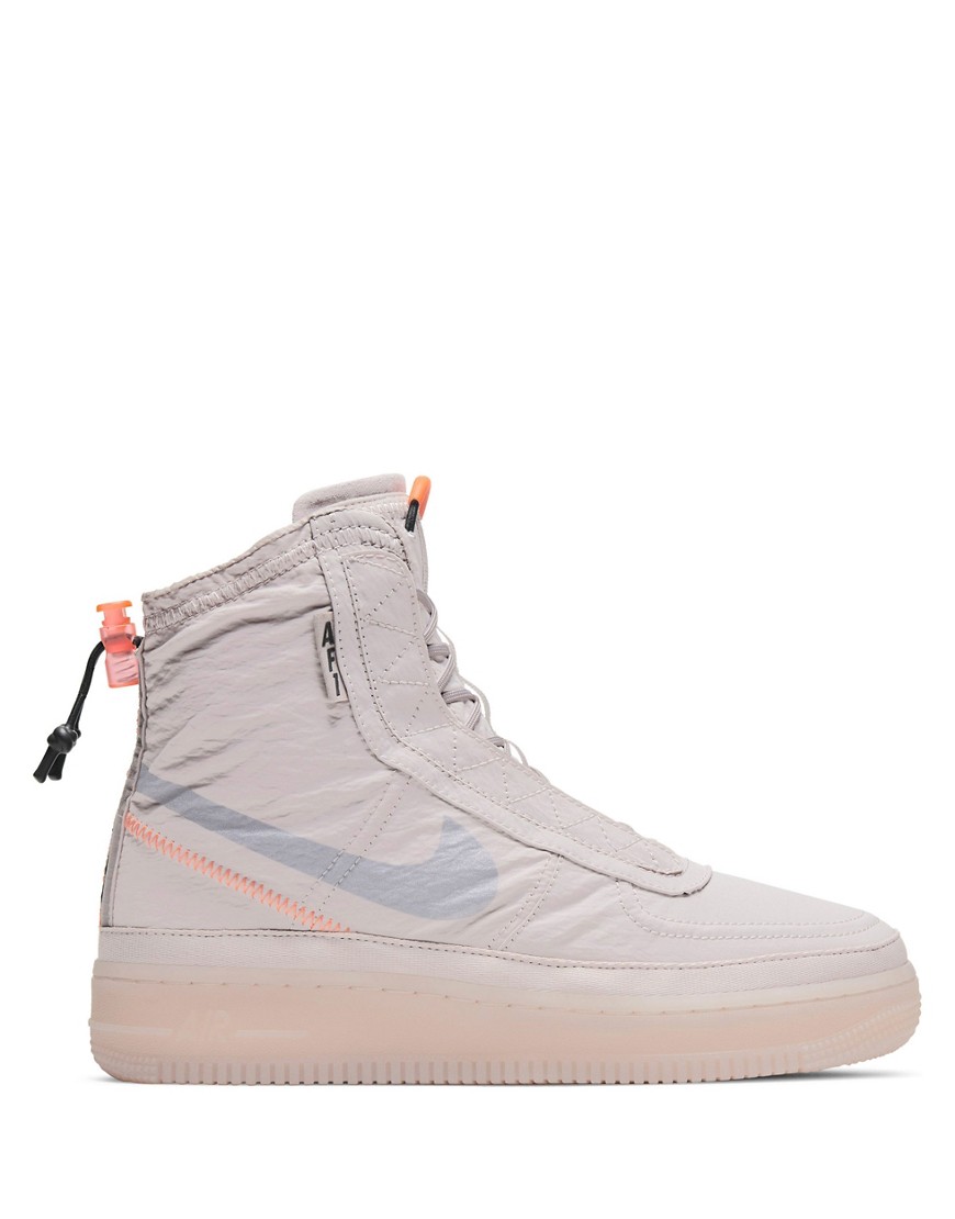 NIKE AIR FORCE 1 SHELL SNEAKER BOOTS IN PLATINUM VIOLET AND METALLIC SILVER-NEUTRAL,BQ6096-003