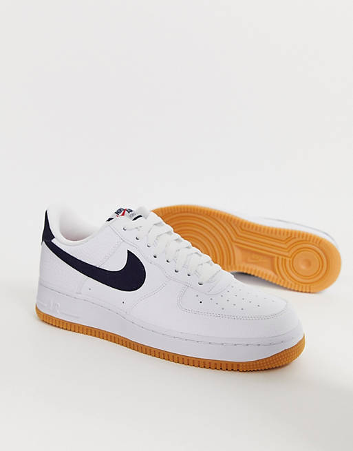 Nike Air - Force 1 - Sneakers con logo blu navy e suola in gomma