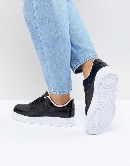 Nike Air Force - 1 - Sneakers i sort slangeskind