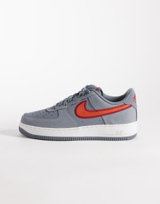 Nike Air Force 1 sneakers in gray and red