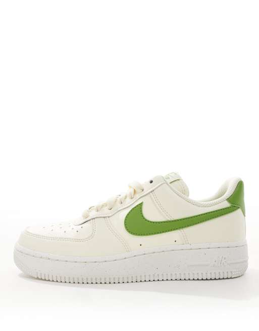 Nike Air Force 1 sneakers in off white and green, 2 of 5