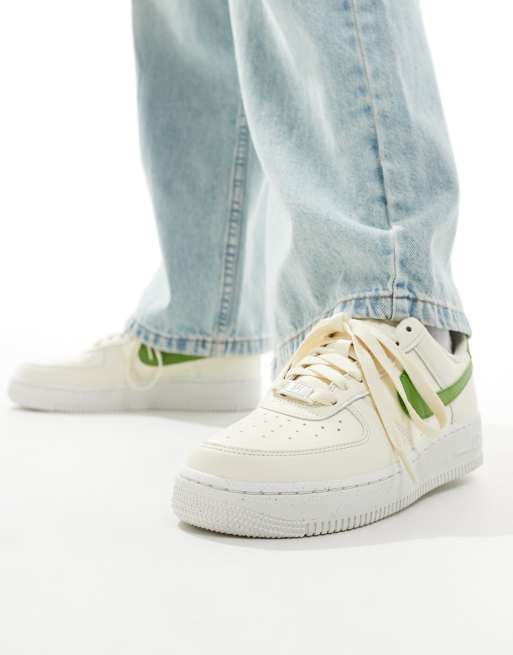 Nike Air Force 1 sneakers in off white and green, 4 of 5