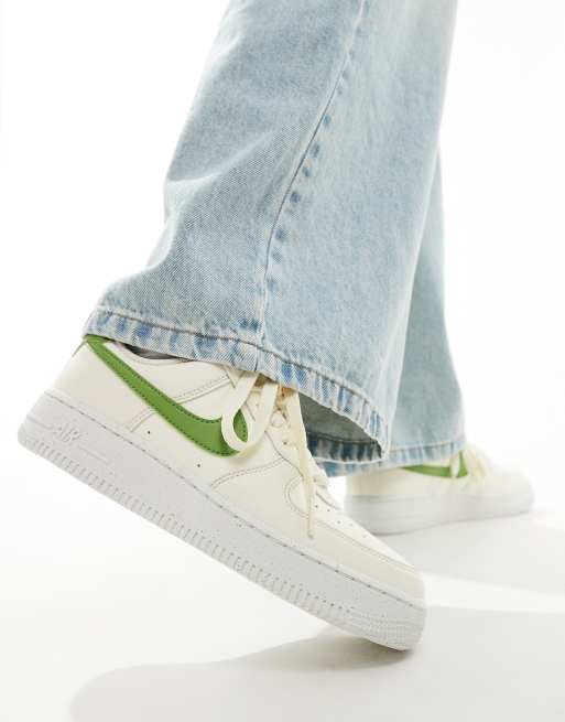Nike Air Force 1 sneakers in off white and green, 5 of 5