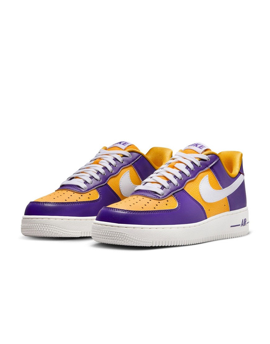 Nike Air Force 1 Sneakers In Purple And Gold