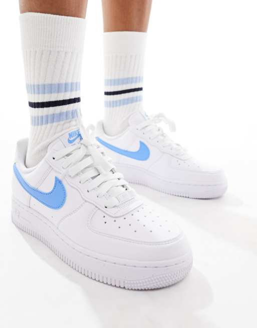 Nike Air Force 1 Sneakers In White And Blue