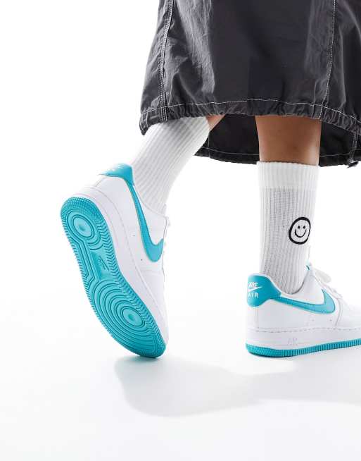Nike Air Force 1 Sneakers In White And Blue | ASOS