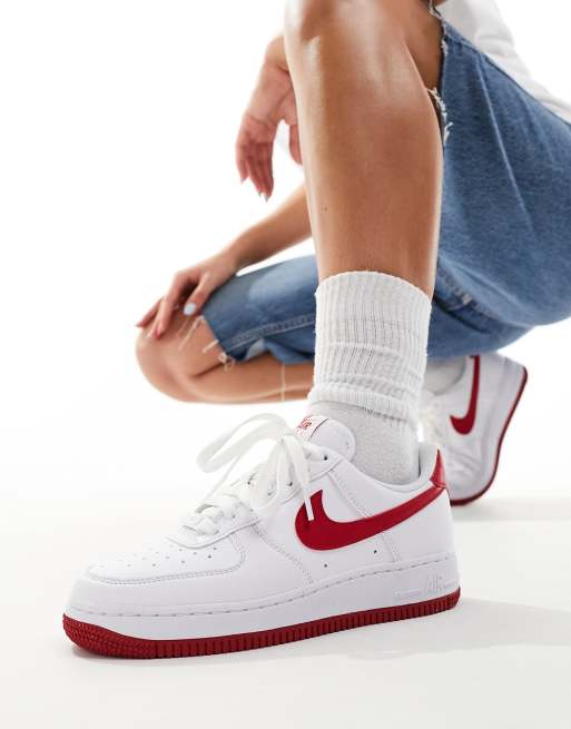 Nike Air Force 1 sneakers in white and red ASOS