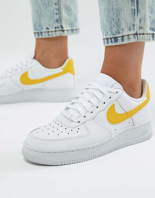 Nike Air Force 1 Sneakers In White And Yellow