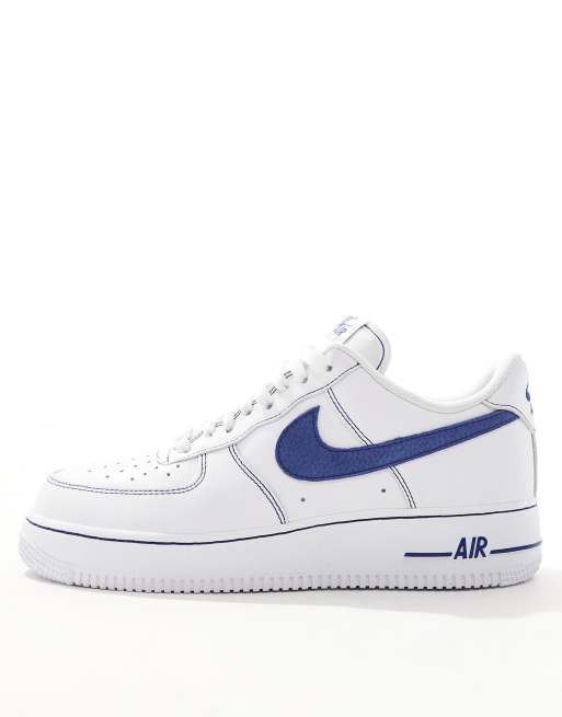 Nike Air Force 1 sneakers with contrast stitch detail in white and blue, 2 of 5