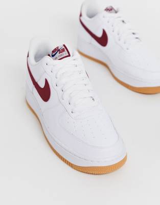 nike air force 1 red suede trainers with gum sole