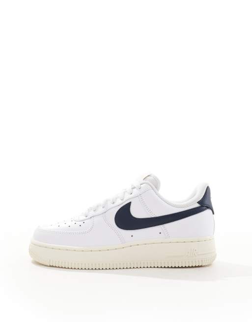 Nike Air Force 1 trainer in off white and navy ASOS