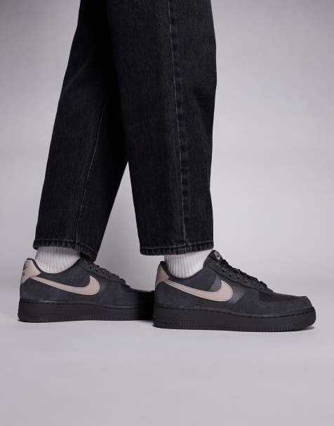 Nike Air Force 1 trainers in dark grey and beige - view 1