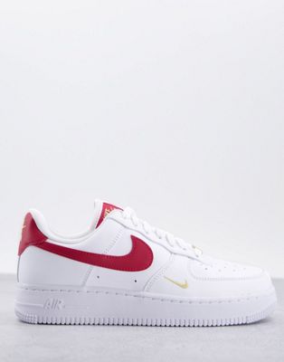 Nike Air Force 1 trainers in white and burgundy