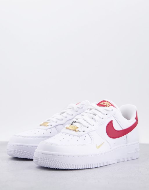 Nike Air Force 1 trainers in white and burgundy