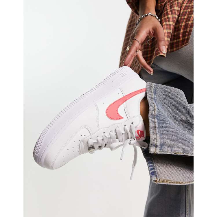 Nike Air Force trainers in white and sea coral ASOS