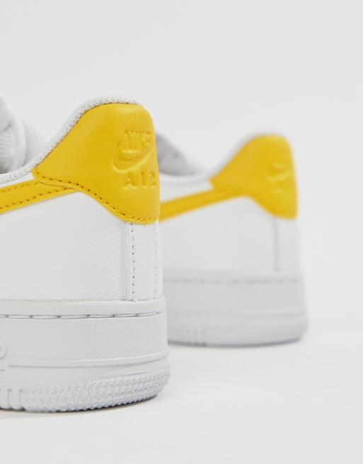 Nike Air Force 1 Trainers In White And Yellow