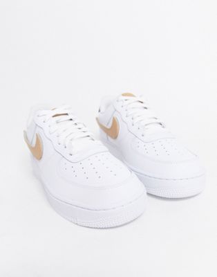nike air force 1 trainers in white with interchangeable swooshes