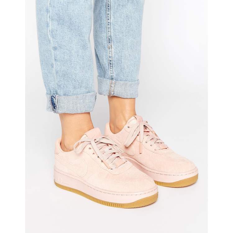 menor prueba Todos Nike Air Force 1 Upstep Premium Trainers In Pink Suede | ASOS