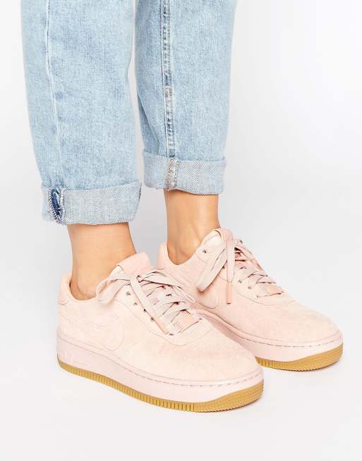 Nike Air Force 1 Upstep Premium Trainers In Pink Suede