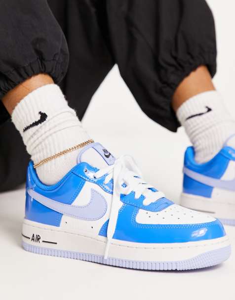 Nike Air Force 1 vinyl trainers in cobalt bliss - view 1