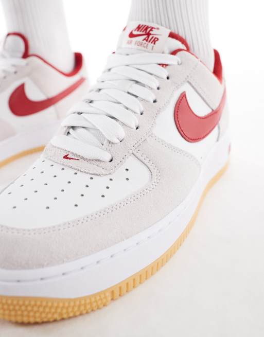 Nike - Air Force 1 '07 - Baskets - Blanc cassé et rouge, 3 de 5