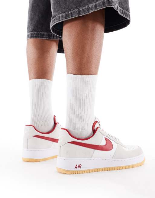 Nike - Air Force 1 '07 - Baskets - Blanc cassé et rouge, 4 de 5