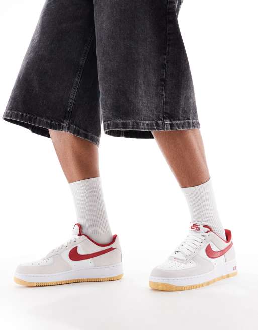 Nike - Air Force 1 '07 - Baskets - Blanc cassé et rouge, 5 de 5