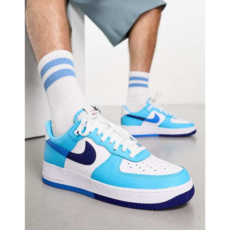 Af1 blanche best sale et bleu