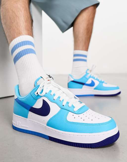 Air force 1 bleu et sales blanche