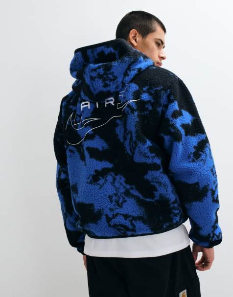 Nike Air full zip sherpa all over print jacket in blue - view 1